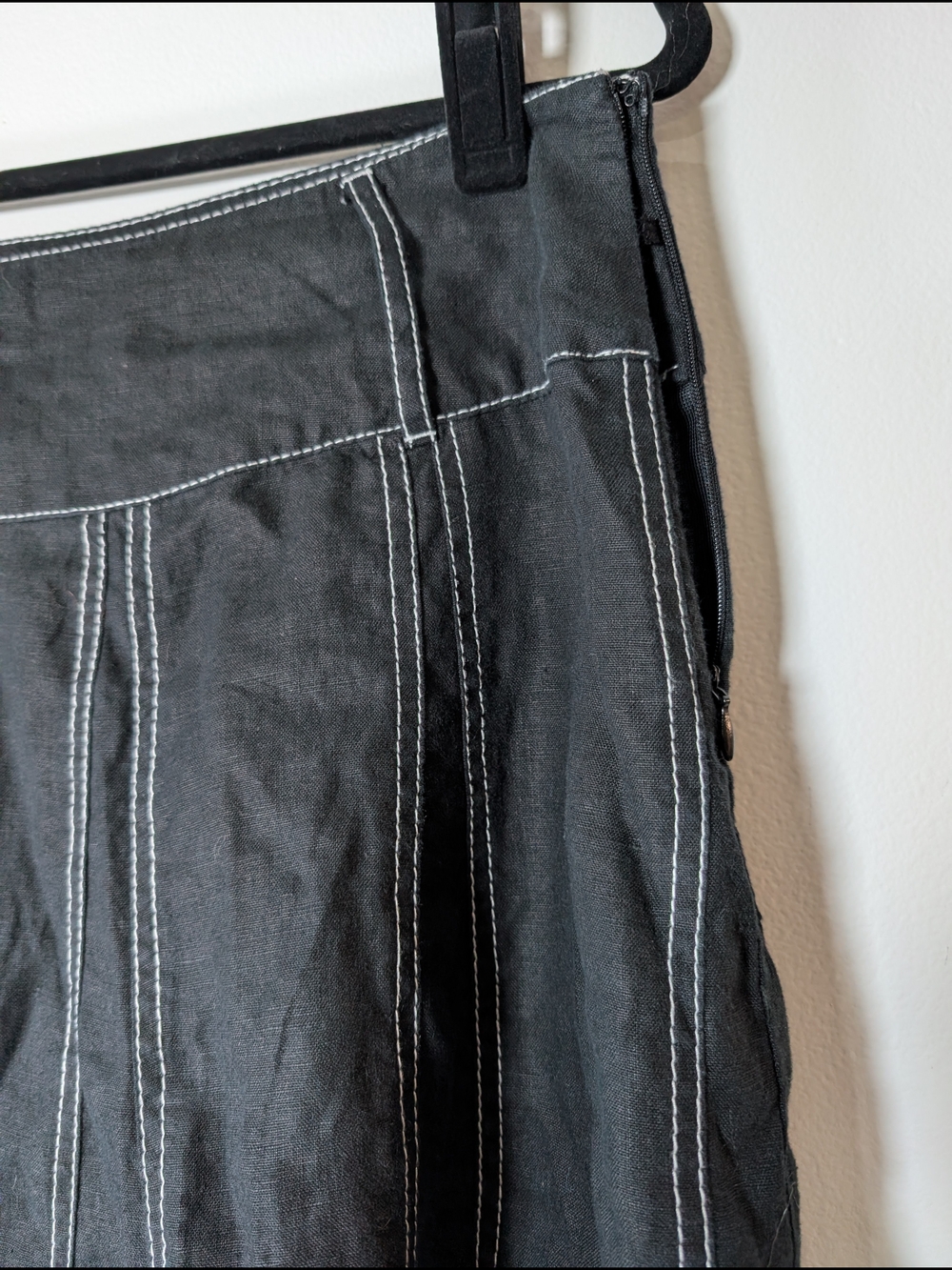 Women’s Style & Co Black Linen A-Line Skirt with Contrast Stitching Size 12 - Picture 3 of 6